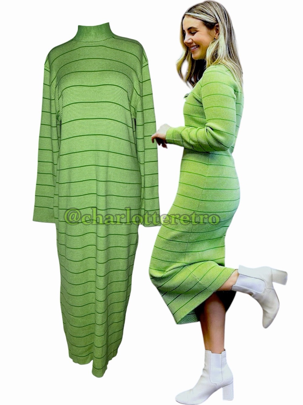 House of Aamla x Target • Lime Green Striped Knit Maxi